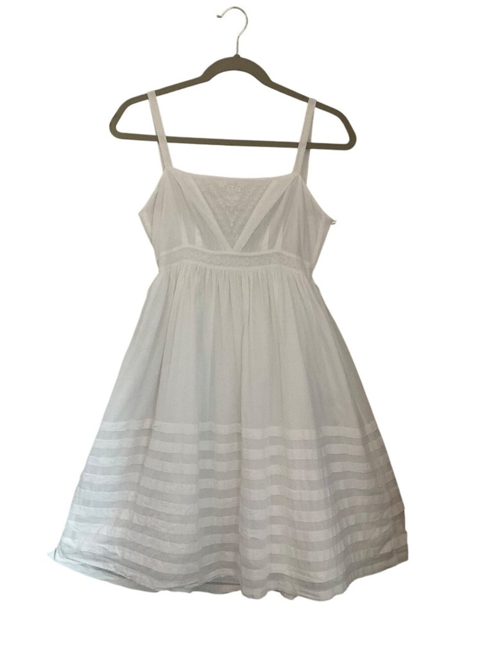 Lil Anthropologie 2 White Cotton Wrap Babydoll Dress Adjustable Coastal Preppy - Picture 2 of 12